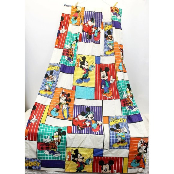 2 VTG 80s 90s "Cool Mickey" Disney Mickey Mouse Curtain Panels HTF Boombox Car - Picture 1 of 9